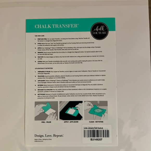Love Chalk Couture Transfer Size B - Picture 2 of 3